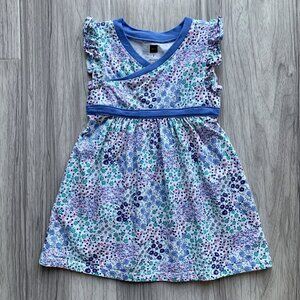 Tea Collection Chalk Mini Floral Wrap Neck Dress